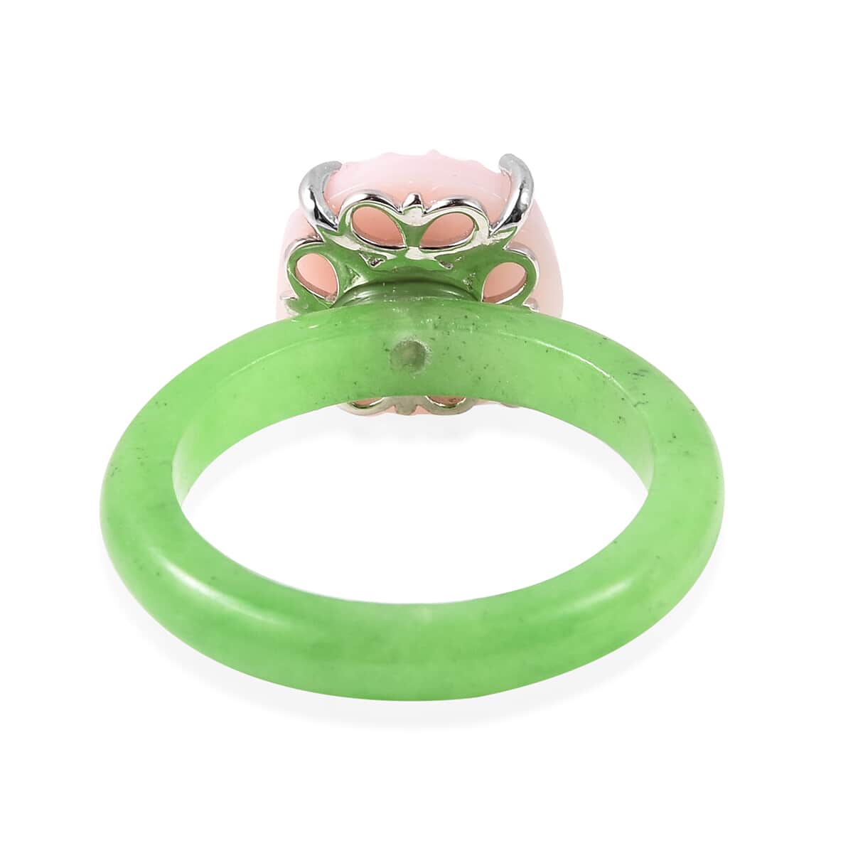 Jardin Collection Pink Mother of Pearl and Green Jade Floral Ring in Sterling Silver (Size 9.0) 9.75 ctw image number 4