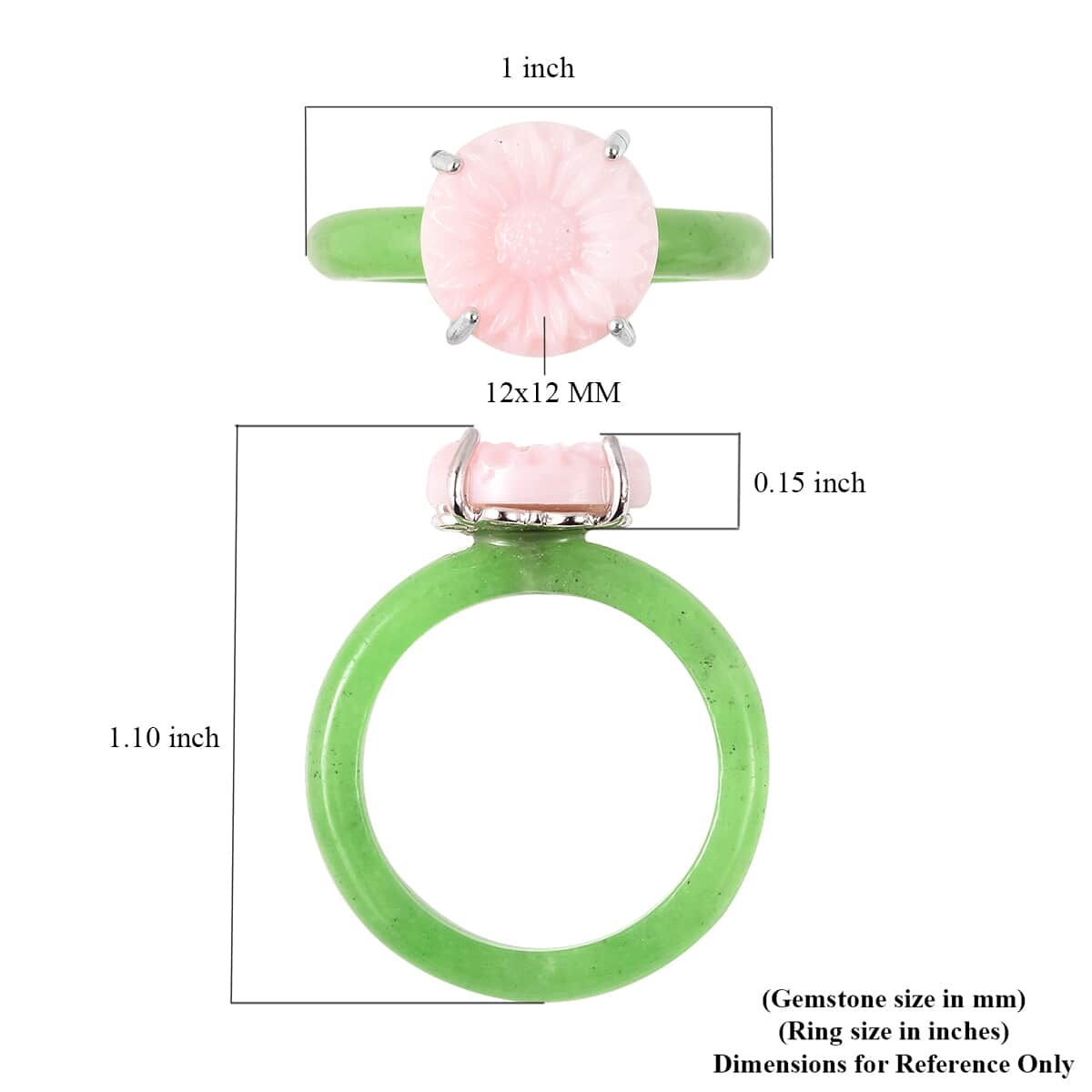 Jardin Collection Pink Mother of Pearl and Green Jade Floral Ring in Sterling Silver (Size 9.0) 9.75 ctw image number 5