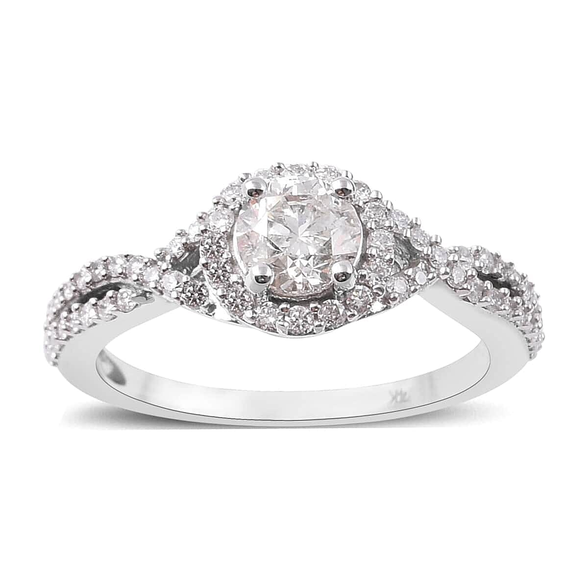SGL Certified 14K White Gold Diamond G-H I1-I2 Ring (Size 10.0) 3.20 Grams 1.00 ctw