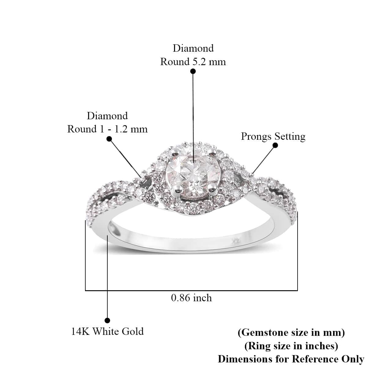 SGL Certified 14K White Gold Diamond G-H I1-I2 Ring 3.20 Grams 1.00 ctw image number 5