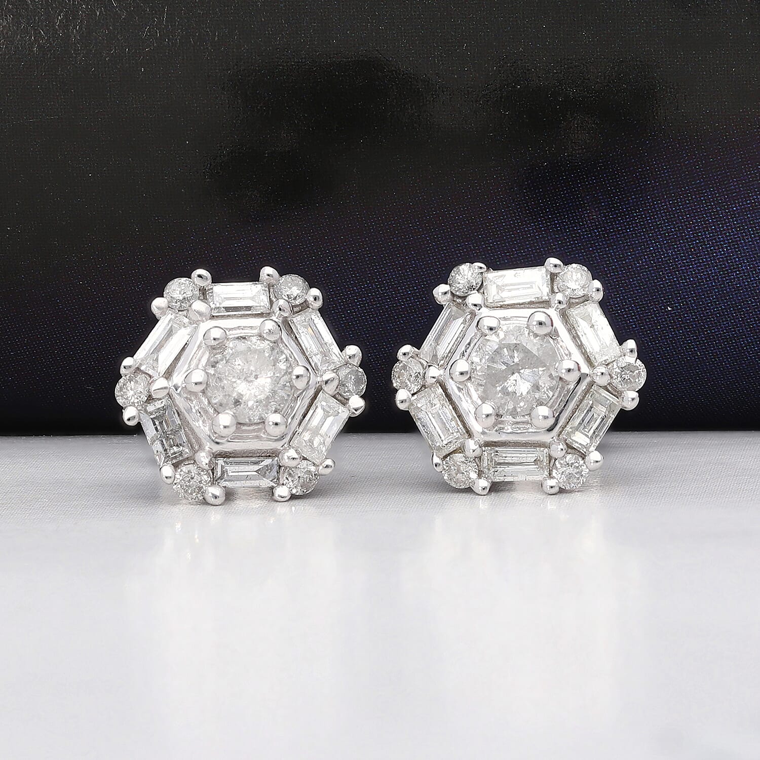SGL Certified 10K White Gold G-H I3 Natural Diamond Stud Earrings 1.00 ctw