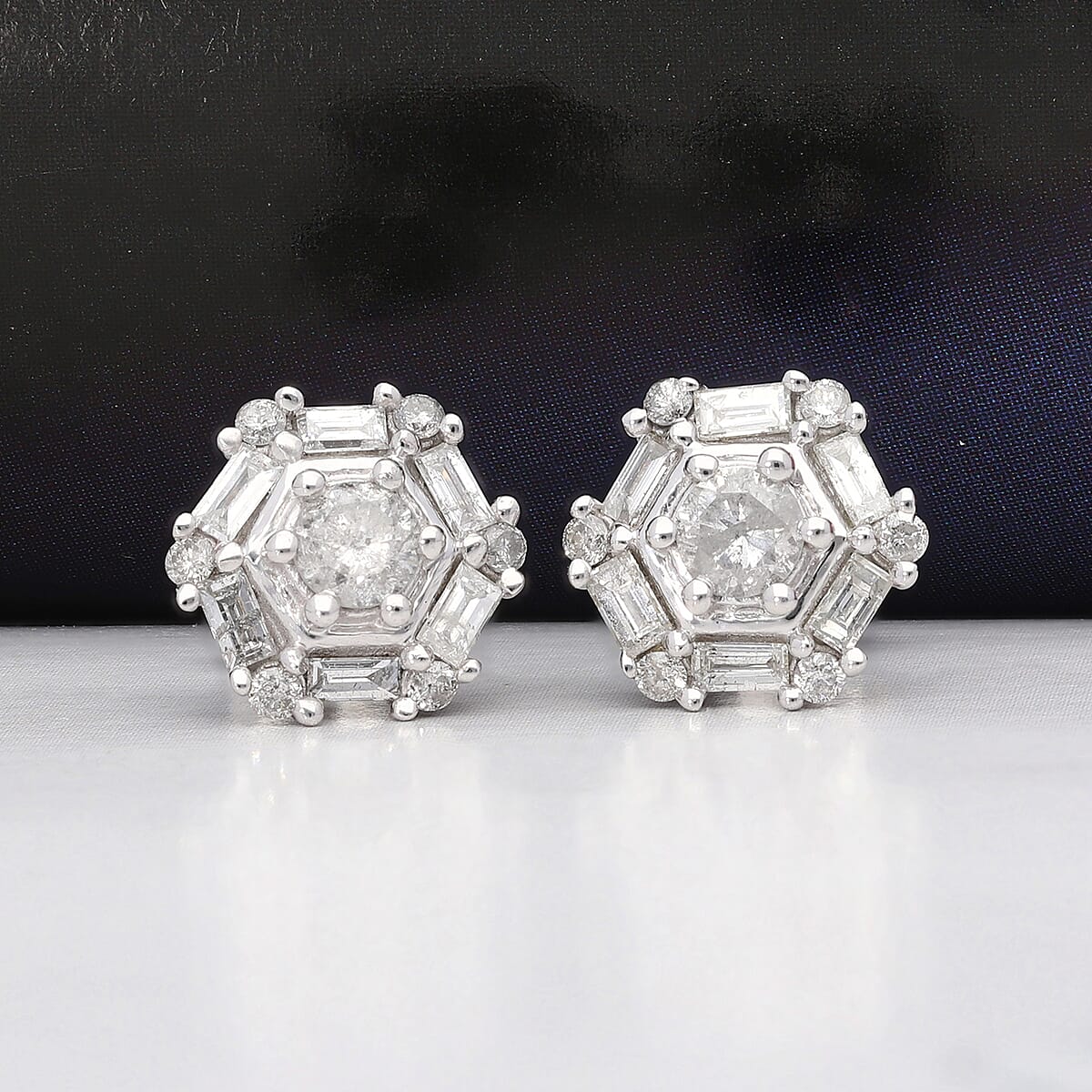 SGL Certified 10K White Gold G-H I3 Natural Diamond Stud Earrings 1.00 ctw image number 1