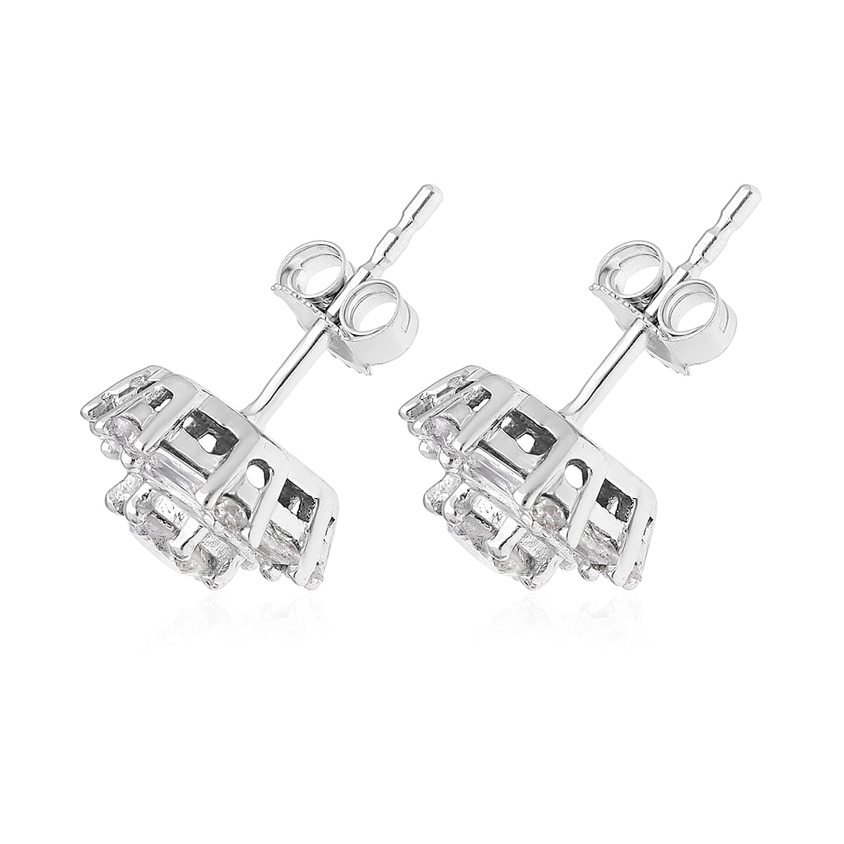 SGL Certified 10K White Gold G-H I3 Natural Diamond Stud Earrings 1.00 ctw