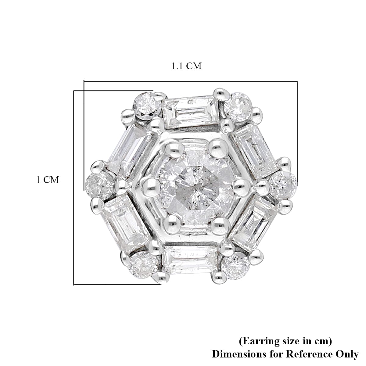 SGL Certified 10K White Gold G-H I3 Natural Diamond Stud Earrings 1.00 ctw