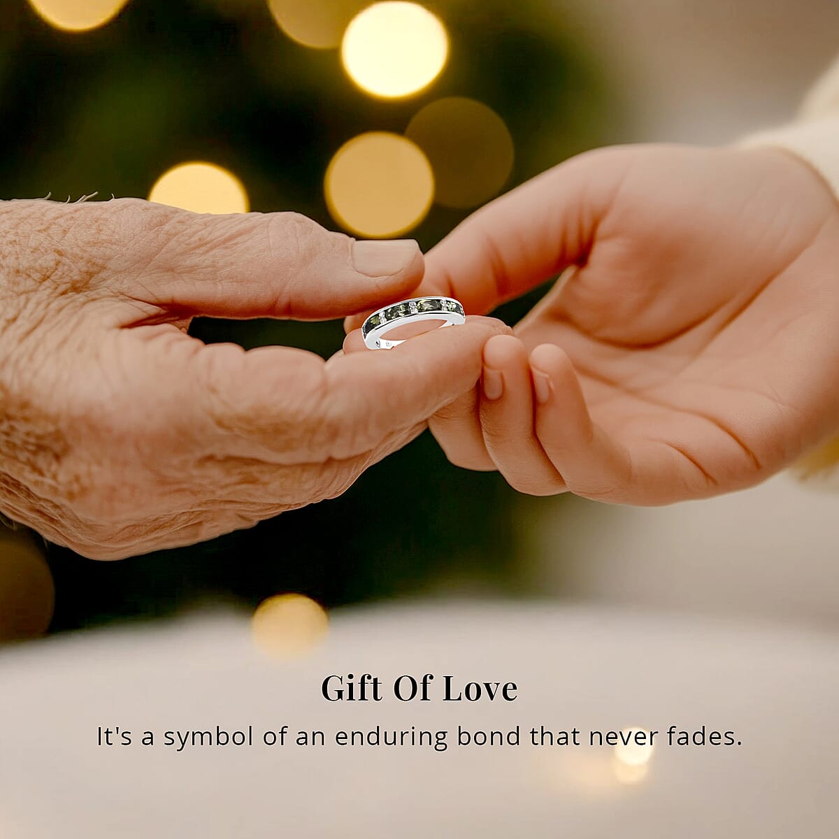 D'Joy Bohemian Moldavite and White Zircon 0.90 ctw Half Eternity Band Ring in Platinum Over Sterling Silver, Wedding Band Ring, Promise Rings For Women (Size 9.0) image number 5