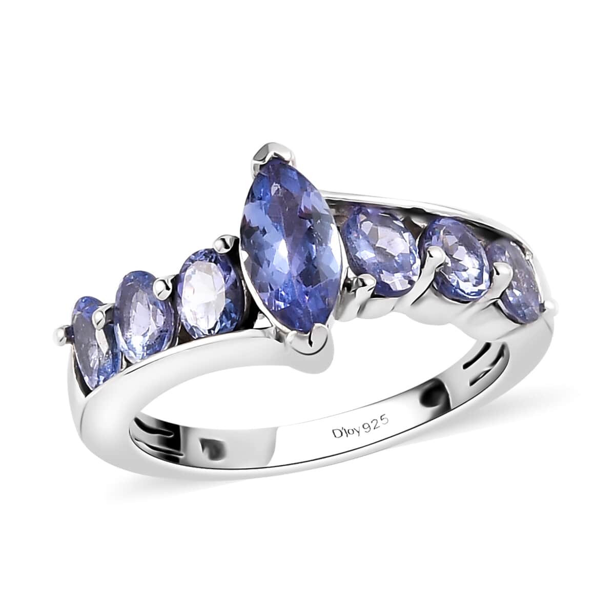 Tanzanite 7 Stone Ring in Platinum Over Sterling Silver 1.50 ctw image number 0