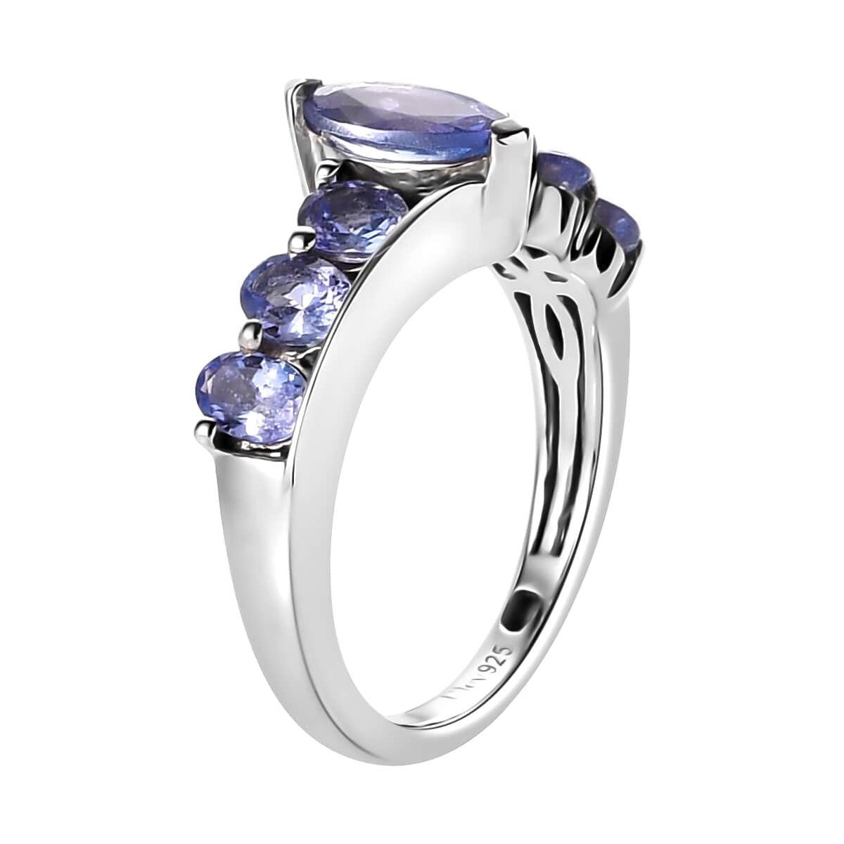 Tanzanite 7 Stone Ring in Platinum Over Sterling Silver 1.50 ctw image number 3