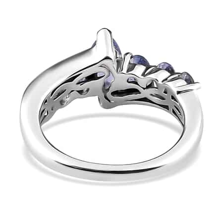 Tanzanite 7 Stone Ring in Platinum Over Sterling Silver (Size 5.0) 1.50 ctw image number 4