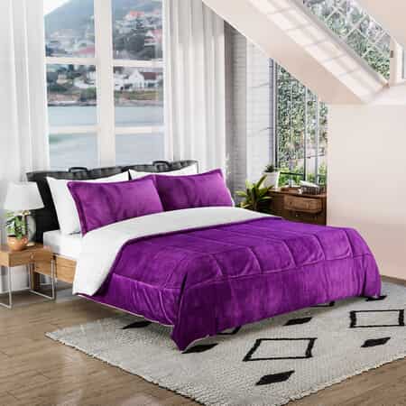 Buy Homesmart Purple 3 Layer Quilted Microfiber Flannel and Sherpa Reversible  Comforter and Set of 2 Shams, Microfiber Comforter, Best Comforter Sets,  Bed Comforters, Comforter Set for Bedroom at ShopLC.