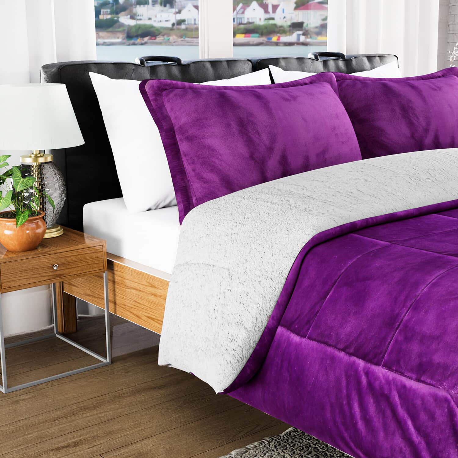 Purple cheap blanket set