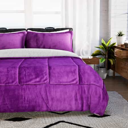 Buy Homesmart Purple 3 Layer Quilted Microfiber Flannel and Sherpa