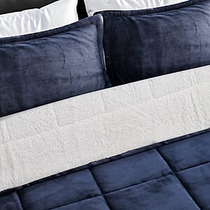 Homesmart Gray 3 Layer Quilted Microfiber Flannel and Sherpa Reversible Comforter and Set of 2 Shams, Microfiber Comforter, Best Comforter Sets, Bed Comforters, Comforter Set for Bedroom