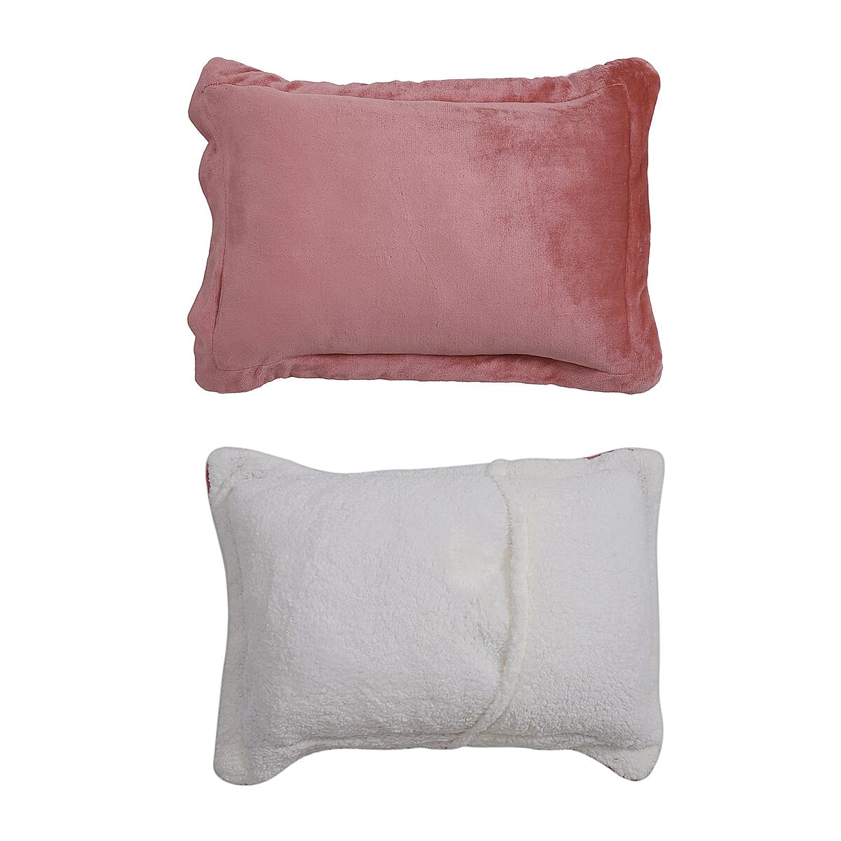 Homesmart Pink 3 Layer Quilted Microfiber Flannel and Sherpa Reversible Comforter and Set of 2 Shams | Microfiber Comforter | Best Comforter Sets | Bed Comforters | Comforter Set for Bedroom image number 4