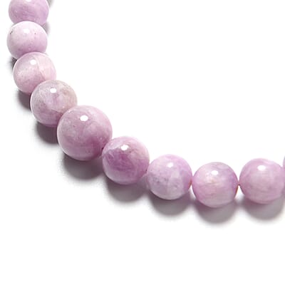 Martha Rocha Kunzite Bead Necklace in Sterling Silver, Silver Magnetic Clasp, Kunzite Necklace, Beaded Necklace 396.50 ctw 7-16mm (20 Inches)