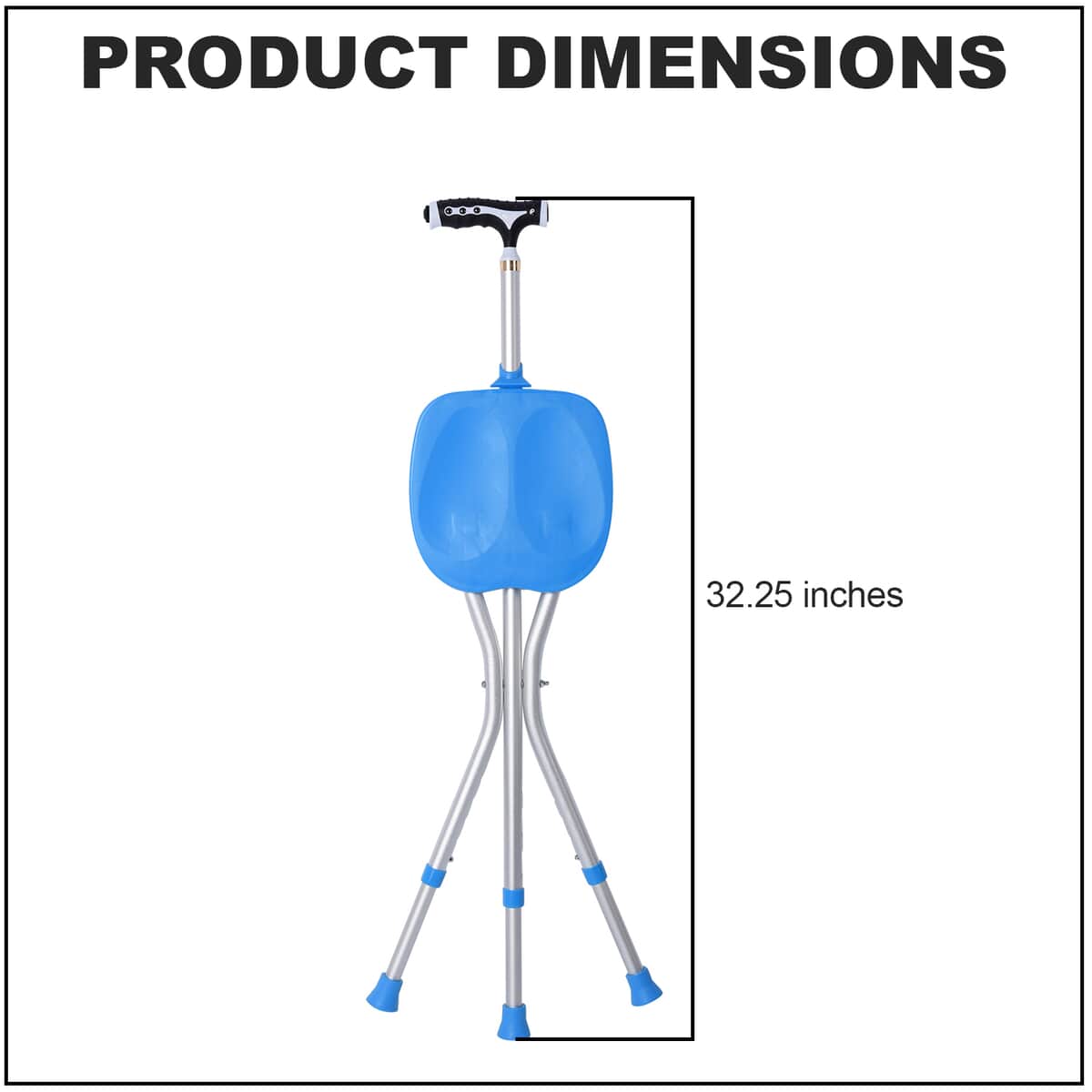 Blue Adjustable Portable Folding Stool Walking Cane with LED Lamp image number 1