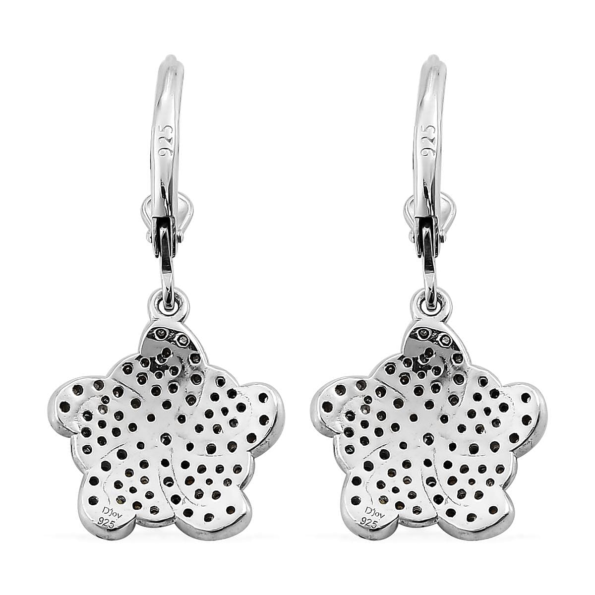 Multi Diamond Floral Drop Earrings in Rhodium and Platinum Over Sterling Silver 0.75 ctw