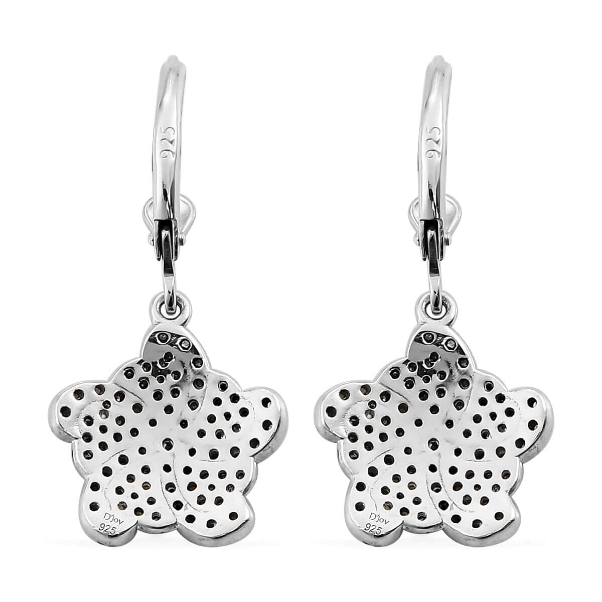 Multi Diamond Floral Drop Earrings in Rhodium and Platinum Over Sterling Silver 0.75 ctw image number 4