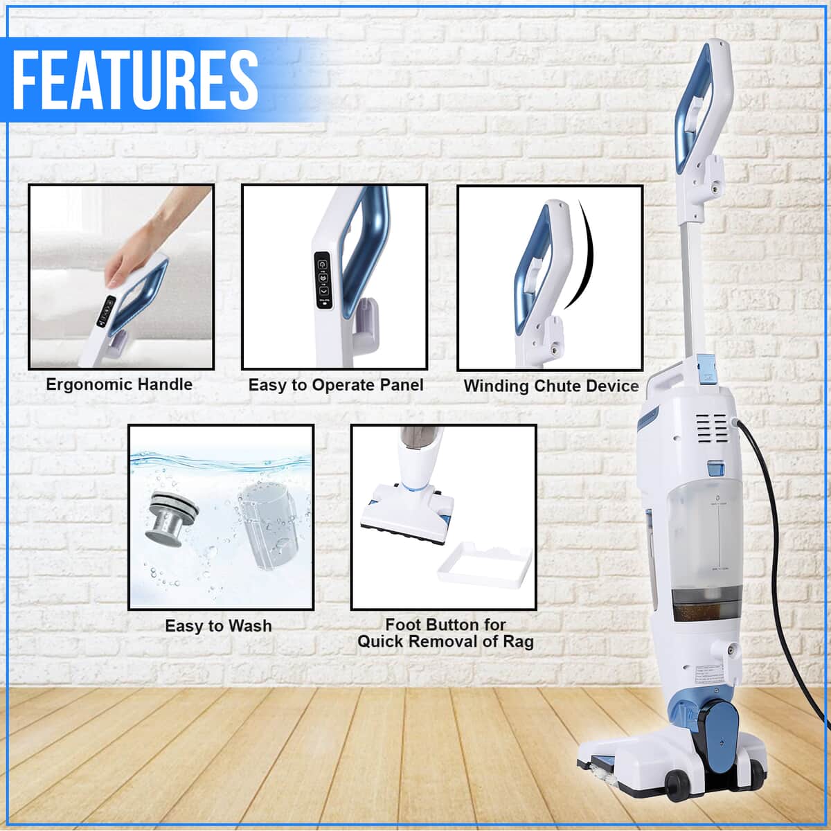 Steam Vacuum Cleaner with Carpet Glider, Multi Purpose Steam Cleaner For Home Kitchen Car Interior Uphoistery Cleaning, Vacuum Steamer image number 2