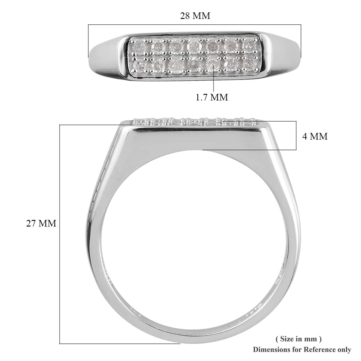 Diamond Men's Ring in Platinum Over Sterling Silver (Size 12.0) 0.33 ctw image number 5