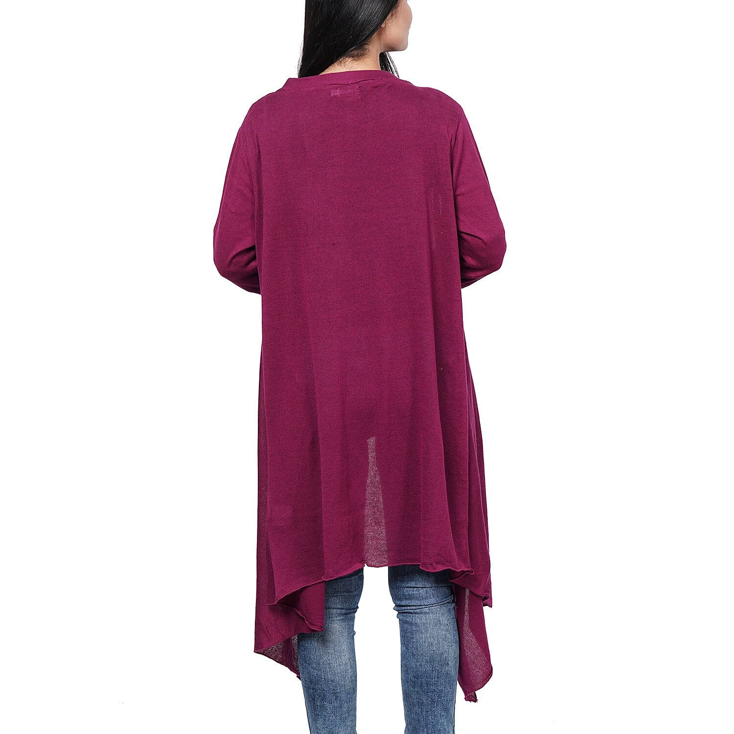Passage 100% Cotton Knit Magenta Long Sleeve Waterfall Cardigan (XXL)