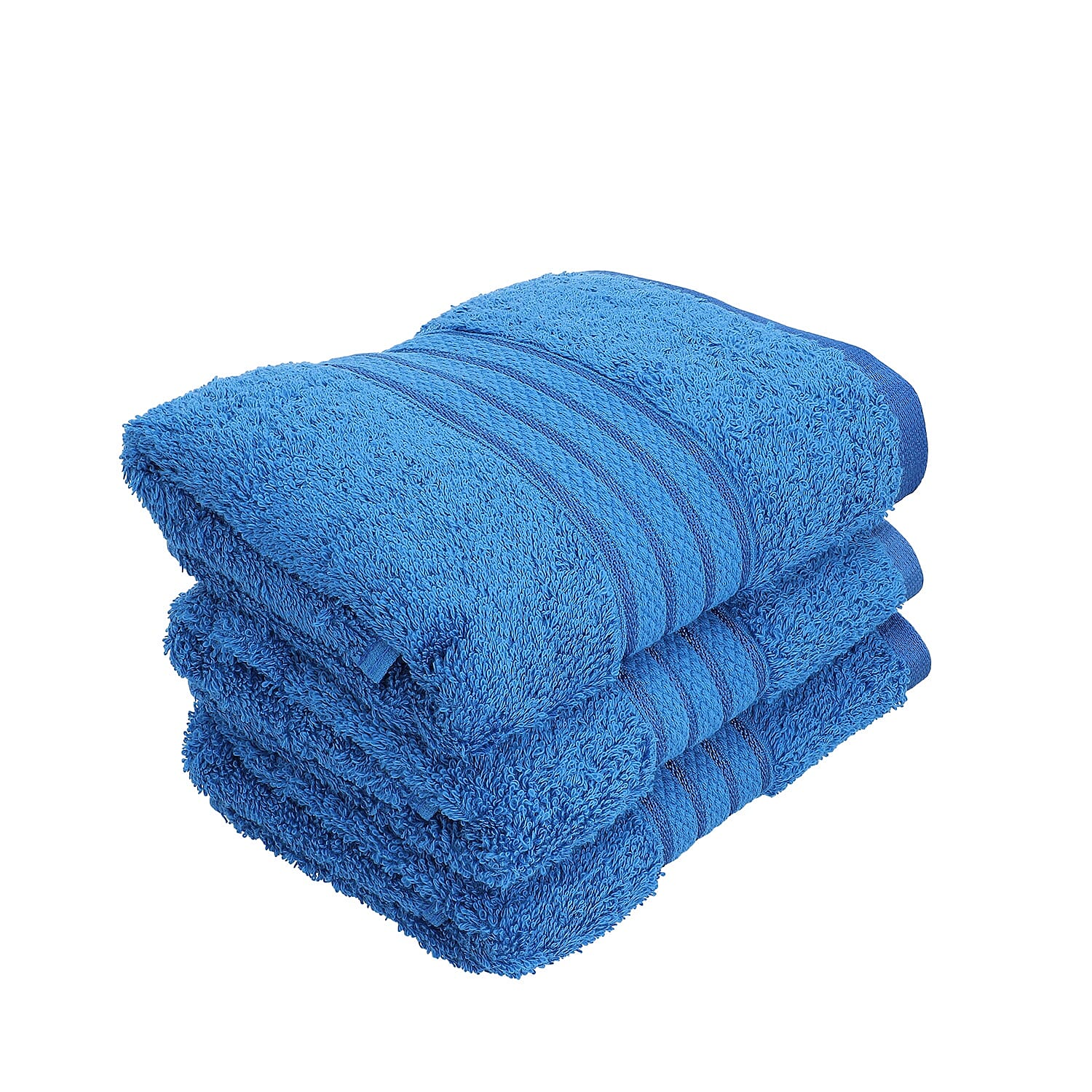 Set of 3 Blue 100% Egyptian Cotton Terry Hand Towels (16x28)
