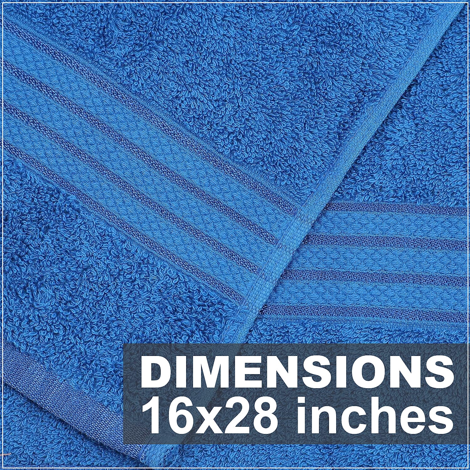 Set of 3 Blue 100% Egyptian Cotton Terry Hand Towels (16x28)