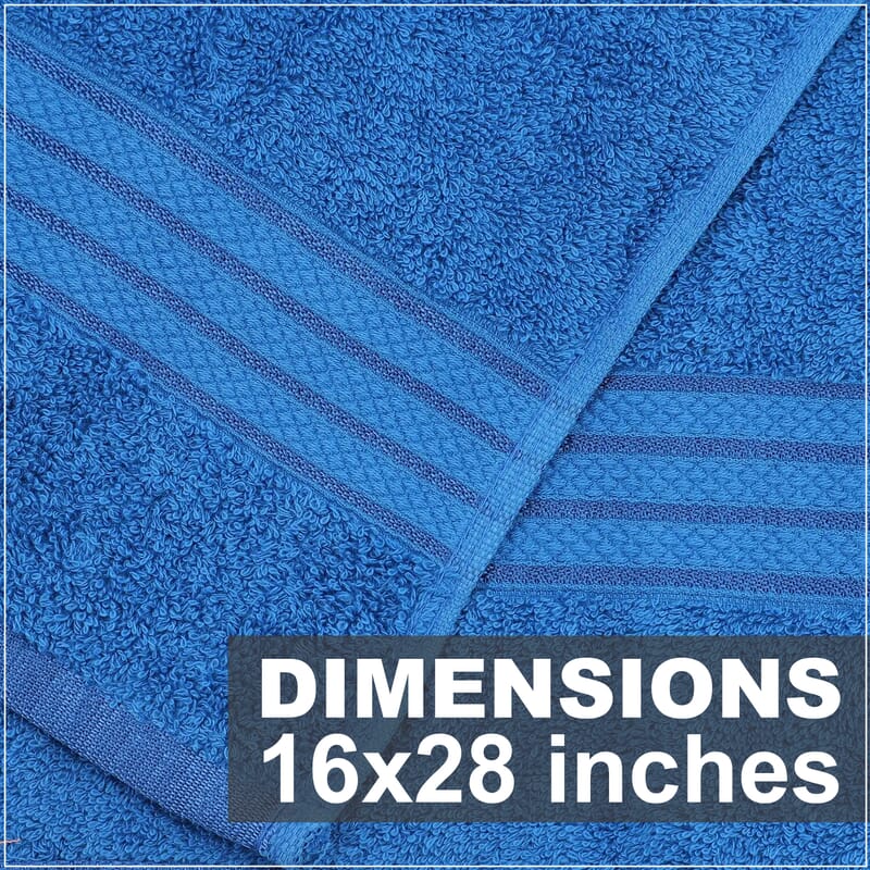 Set of 3 Blue 100% Egyptian Cotton Terry Hand Towels (16x28)