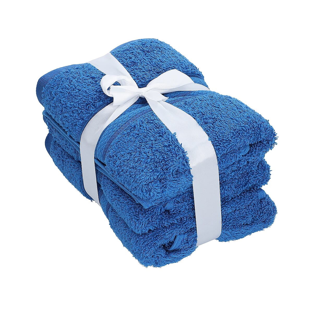 Set of 3 Teal 100% Egyptian Cotton Terry Hand Towels (16'x28') image number 4