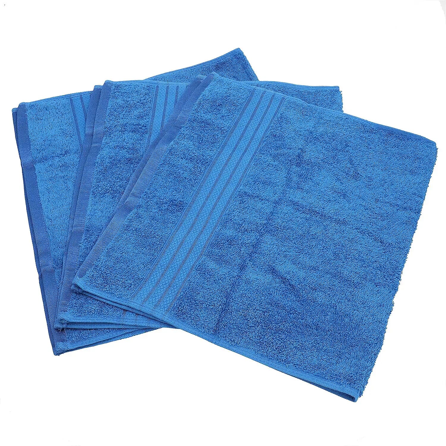 Set of 3 Blue 100% Egyptian Cotton Terry Hand Towels (16x28)