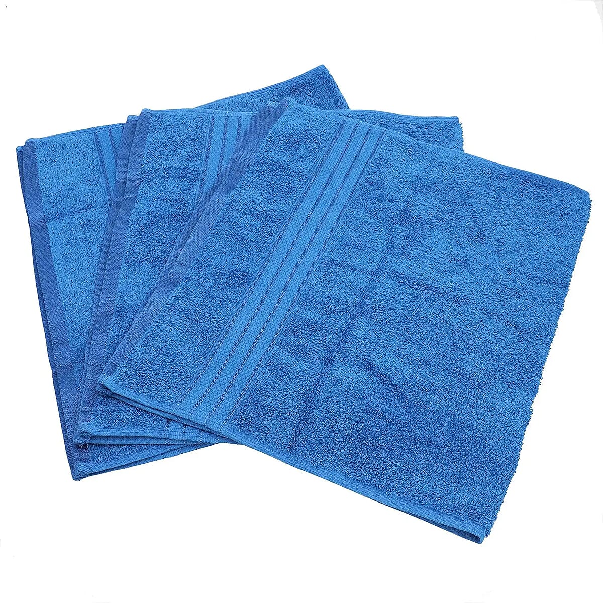 Set of 3 Teal 100% Egyptian Cotton Terry Hand Towels (16'x28') image number 5