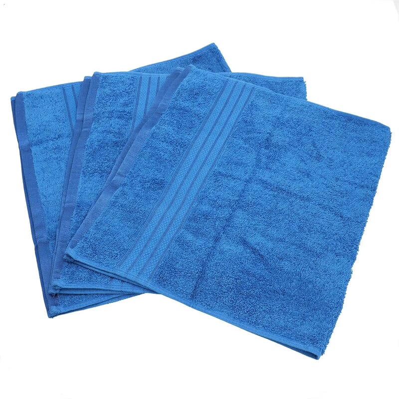 Set of 3 Blue 100% Egyptian Cotton Terry Hand Towels (16x28)