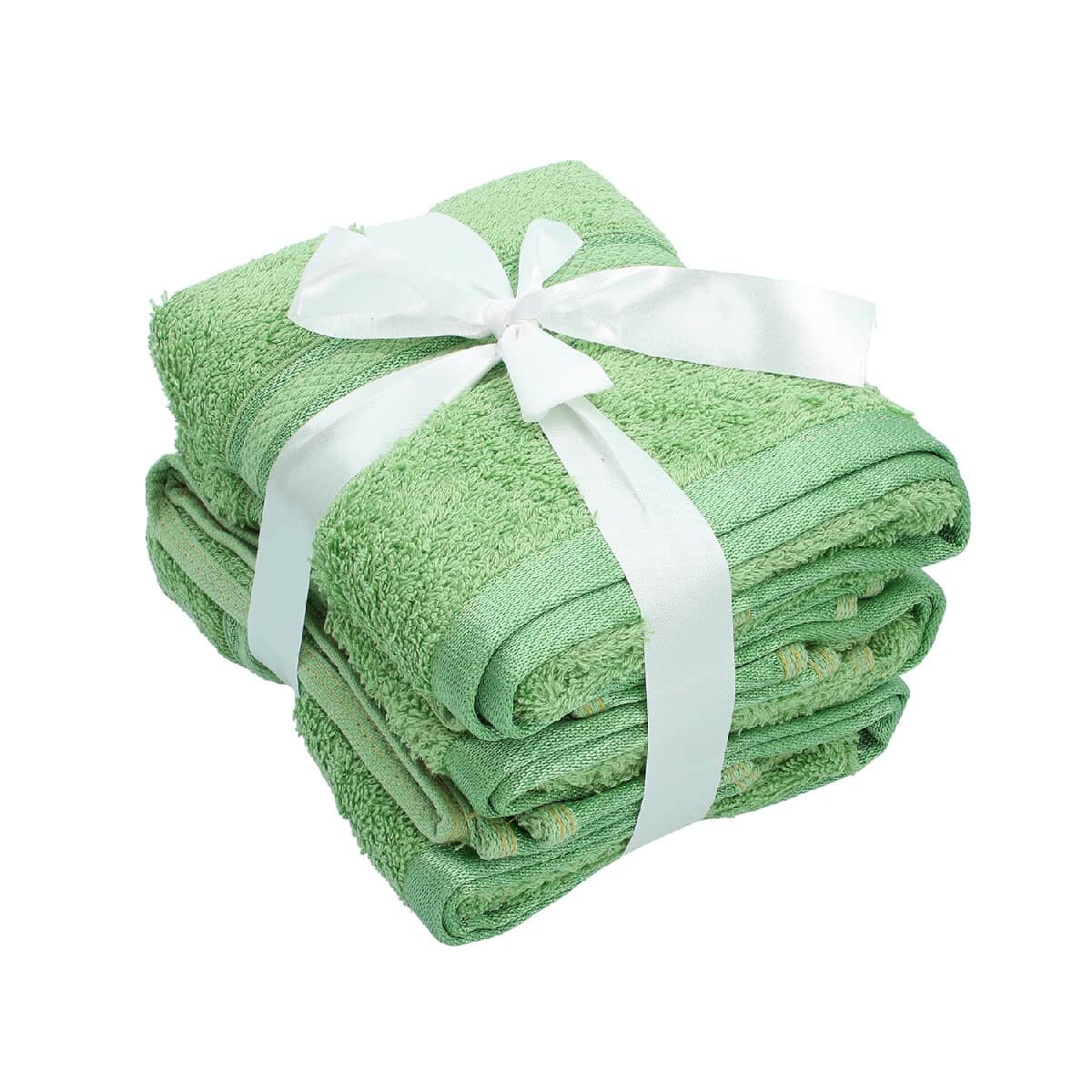 Homesmart Set of 3 Light Green 100% Egyptian Cotton Terry Hand Towels image number 4