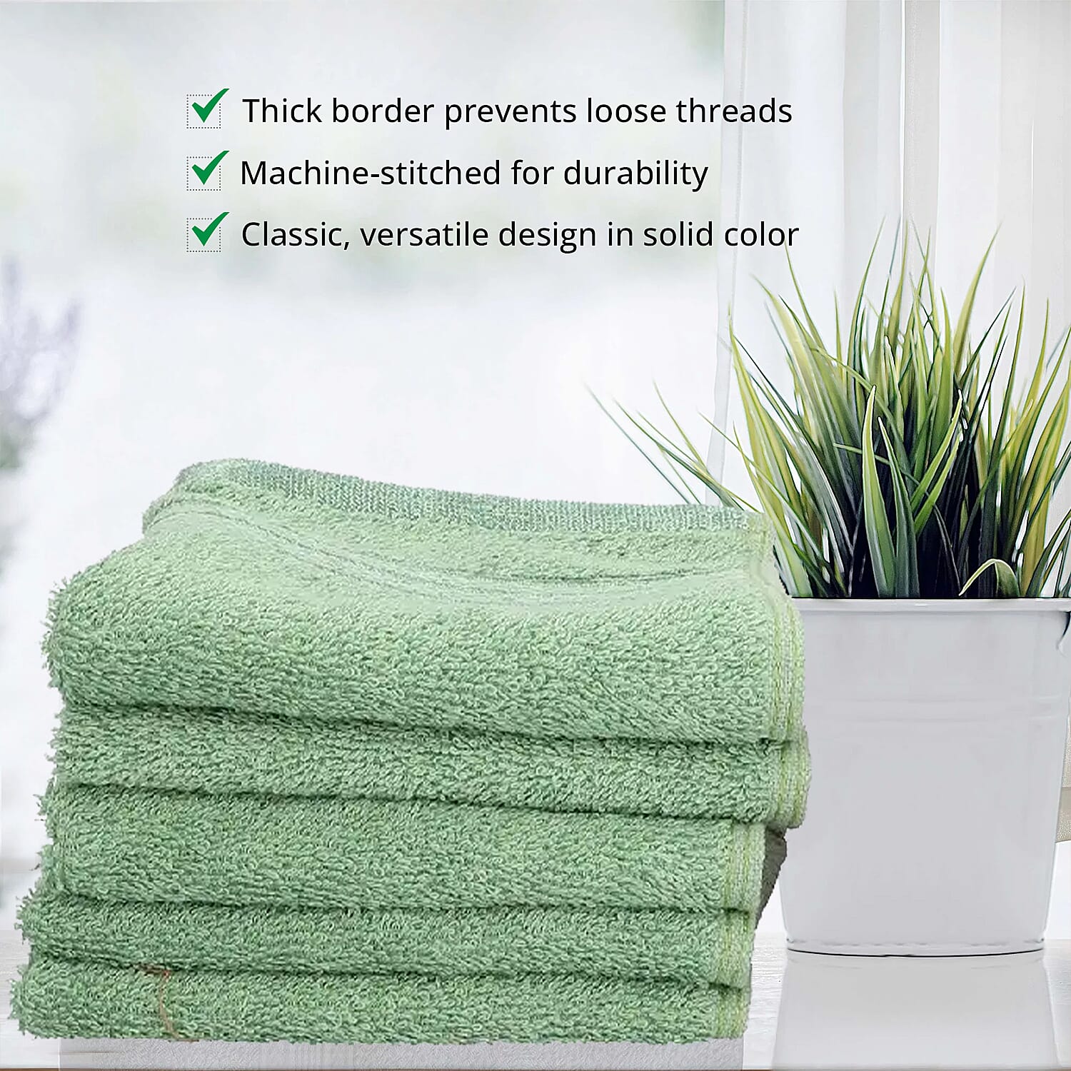 Set of 10 Light Green and Copper 100% Egyptian Cotton Terry Face Towels