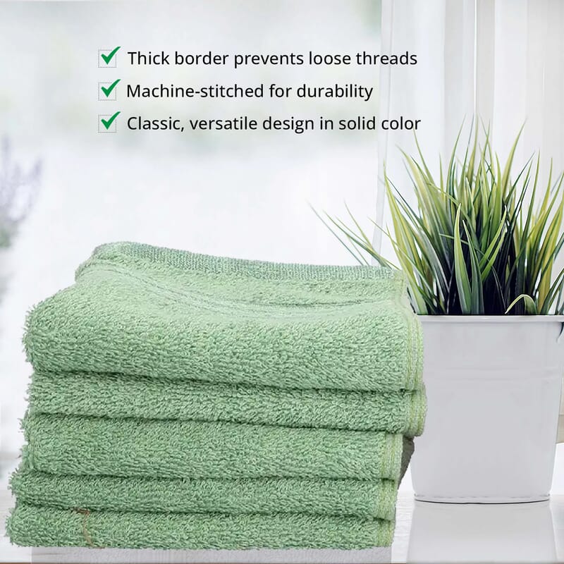 Set of 10 Light Green and Copper 100% Egyptian Cotton Terry Face Towels