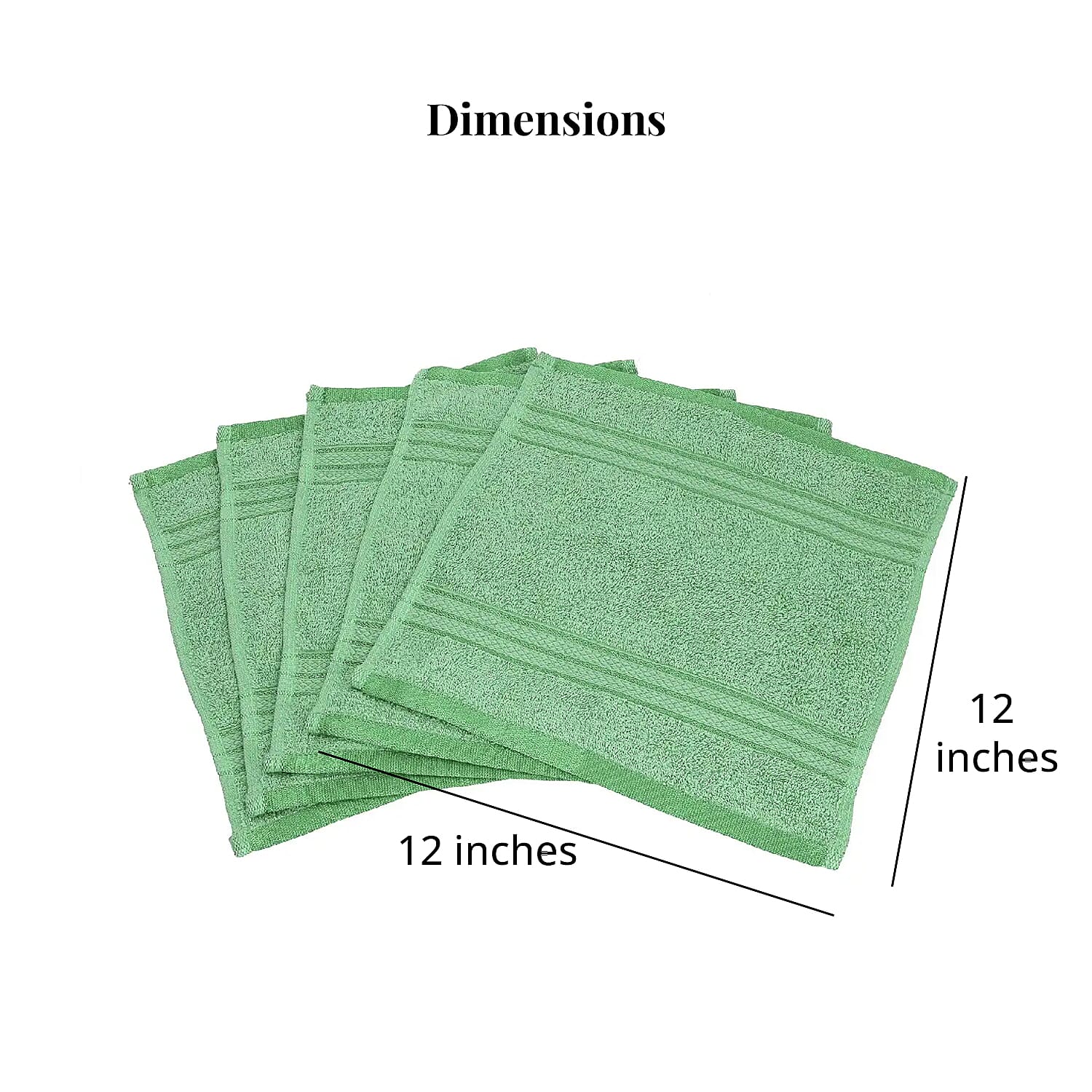 Set of 10 Light Green and Copper 100% Egyptian Cotton Terry Face Towels