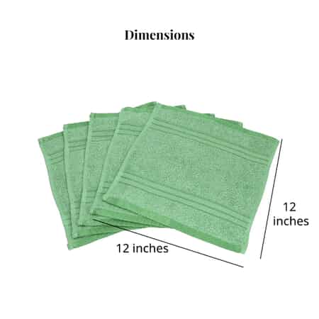 Set of 10 Light Green and Copper 100% Egyptian Cotton Terry Face Towels image number 6
