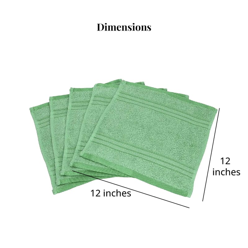Set of 10 Light Green and Copper 100% Egyptian Cotton Terry Face Towels