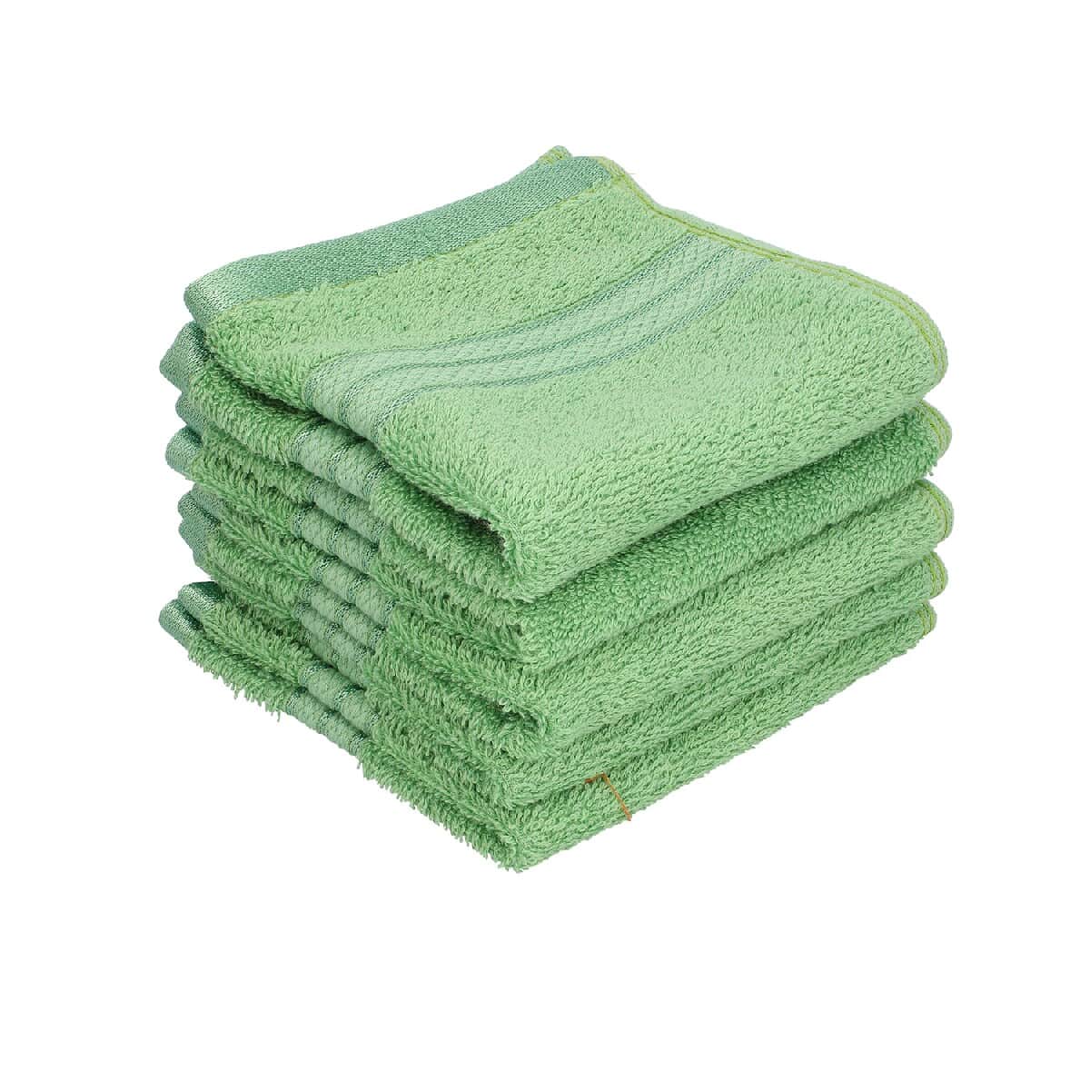 Set of 10 Light Green and Copper 100% Egyptian Cotton Terry Face Towels image number 6