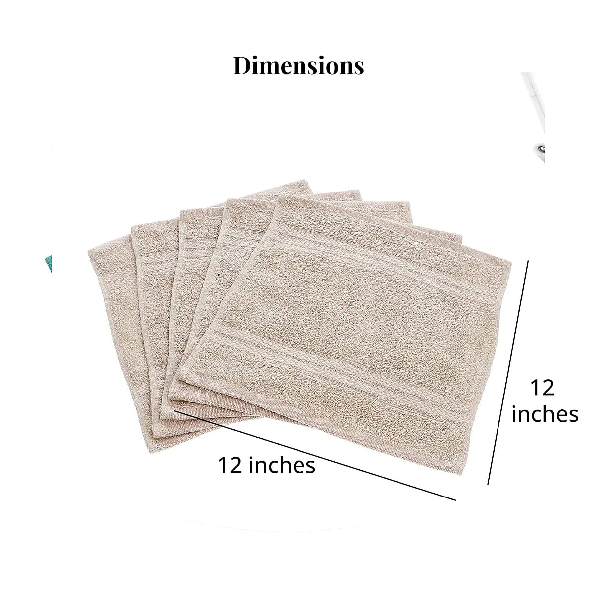 Set of 10 Ivory and Silver 100% Egyptian Cotton Terry Face Towels image number 6