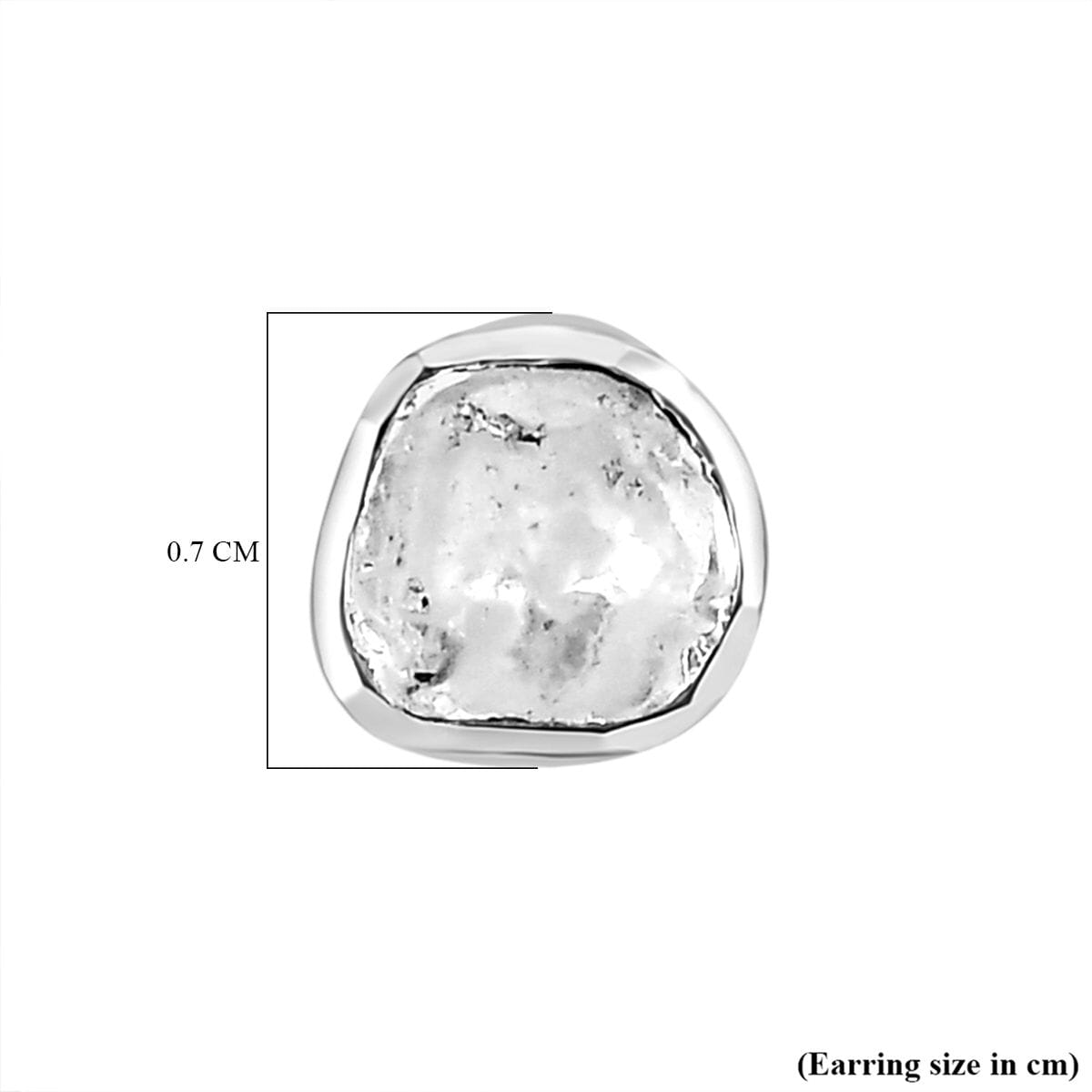 Artisan Crafted Polki Diamond Stud Earrings in Platinum Over Sterling Silver 0.50 ctw image number 5