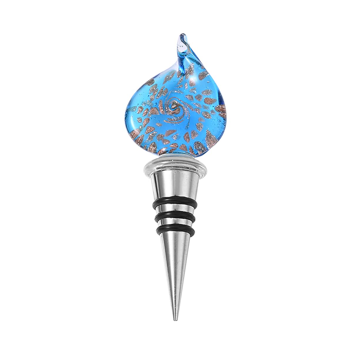 Blue Color Murano Style and Multi Gemstone Pendant With Necklace 20-23 Inches and Bottle Stopper in Silvertone image number 4