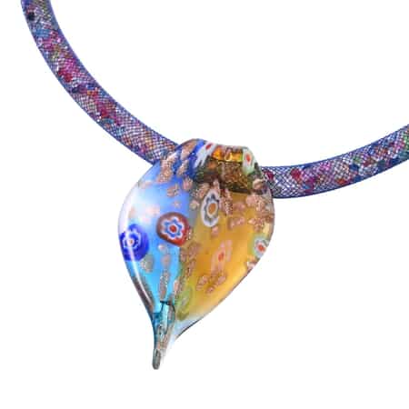 Multi Color Murano Style and Multi Gemstone Pendant With Necklace 20-23 Inches and Bottle Stopper in Silvertone image number 2
