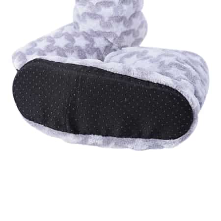 Homesmart Gray Star Pattern Microfiber Faux Fur, Sherpa Booties and Matching Ballerina Slippers (Women's Size 5-10) image number 3