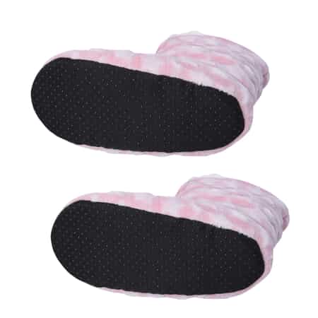 HOMESMART Pink Star Pattern Microfiber Faux Fur, Sherpa Booties and Matching Ballerina Slippers (Women's Size 5-10) image number 3