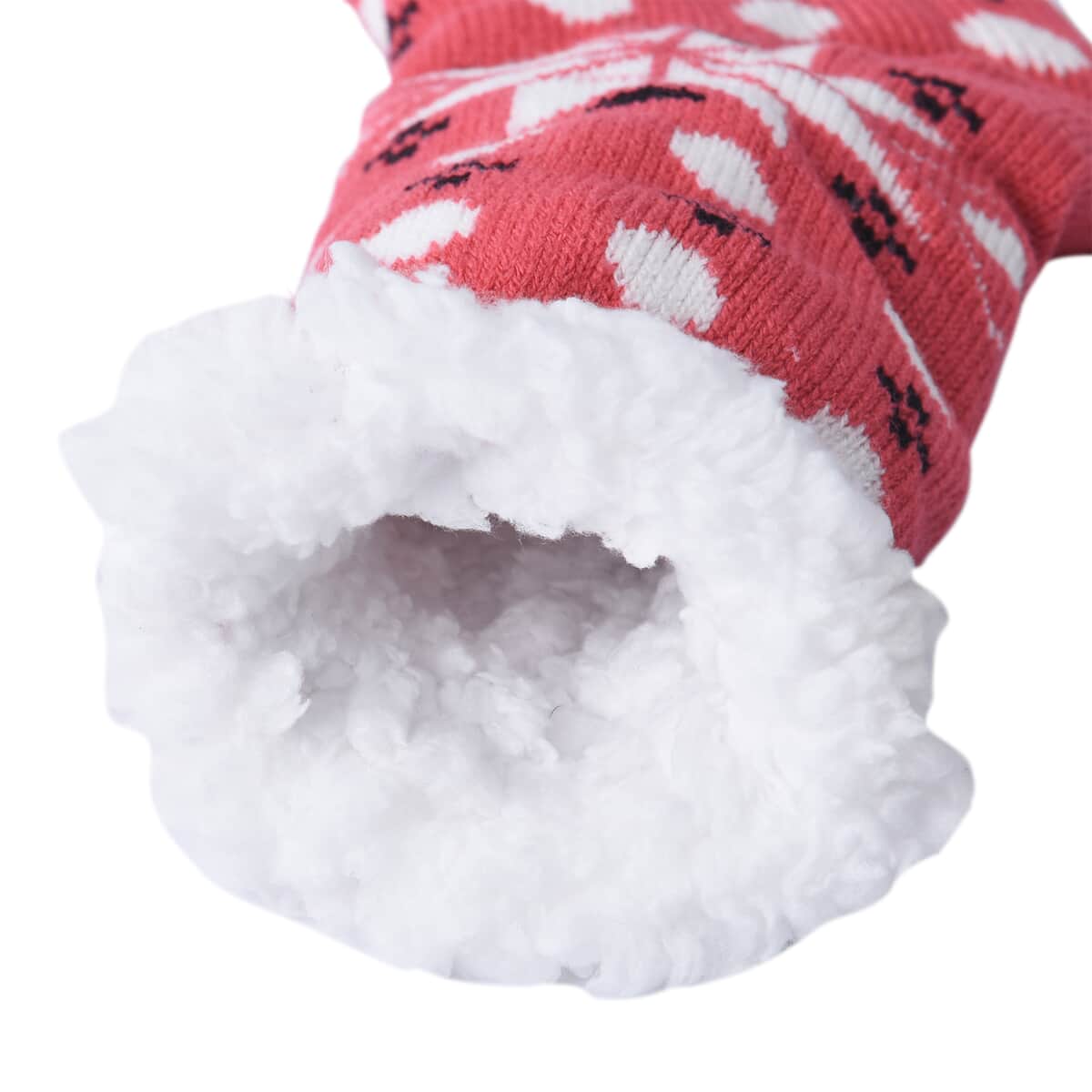 Homesmart Women & Girl Snowflake Pattern Sherpa Lined Nonskid Warm & Fuzzy Slipper Socks with Gripper (2 Pairs) image number 3