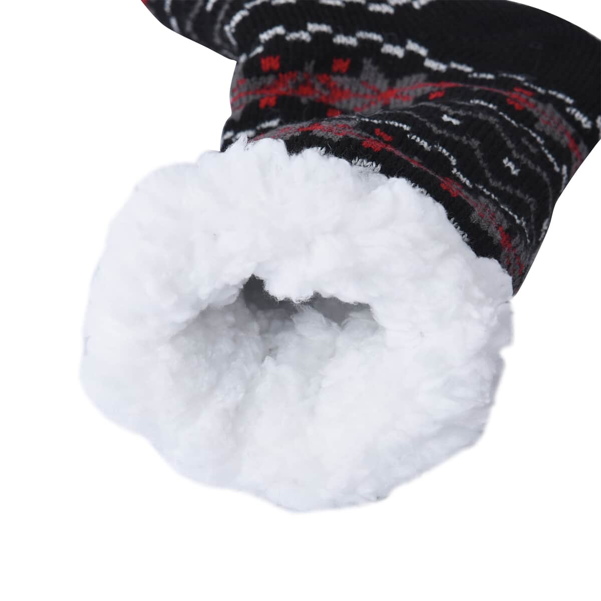 Homesmart Set of 2 Pairs White Snowflake and Navy Blue with Inside Sherpa Acrylic Knitted Socks image number 2