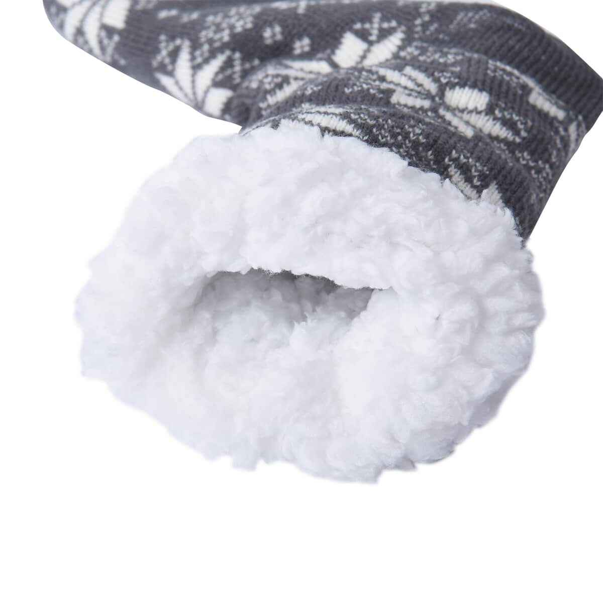 Homesmart Set of 2 Pairs White Snowflake and Navy Blue with Inside Sherpa Acrylic Knitted Socks image number 4