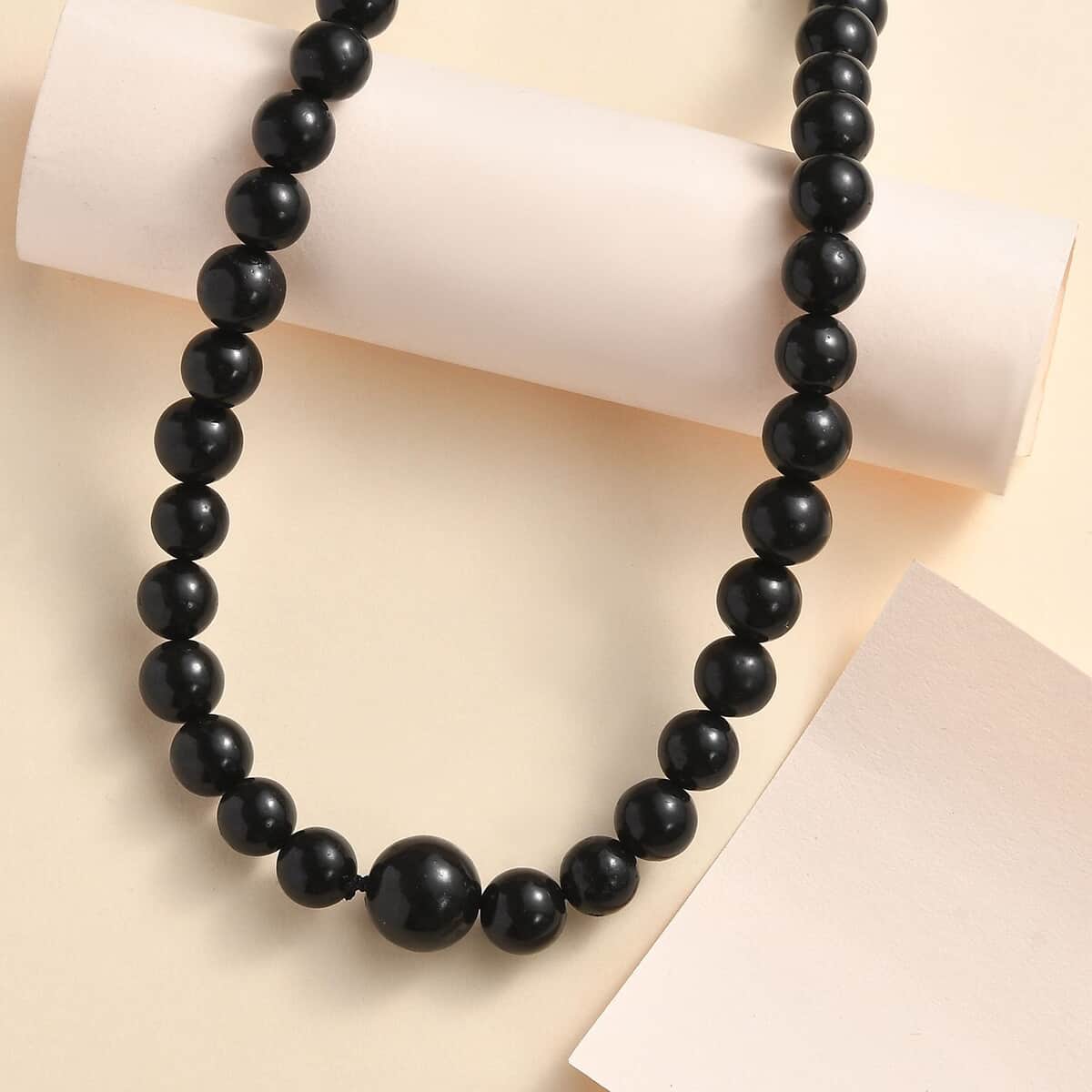 Shungite Beaded Endless Necklace 30 Inches 400.00 ctw image number 1