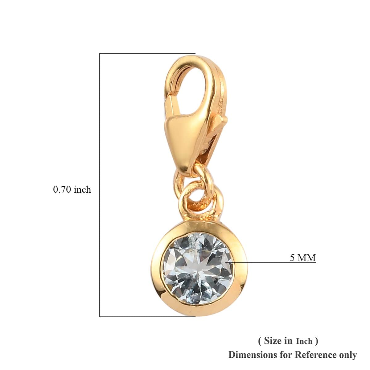 CHARMES D'JOY Espirito Santo Aquamarine Charm in Vermeil Yellow Gold Over Sterling Silver 0.50 ctw image number 2