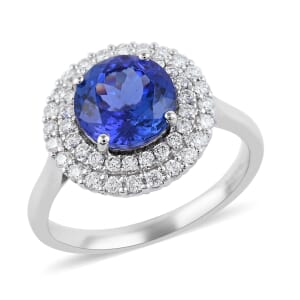 Rhapsody 950 Platinum AAAA Tanzanite and E-F VS Diamond Ring (Size 10.0) 8.23 Grams 4 ctw